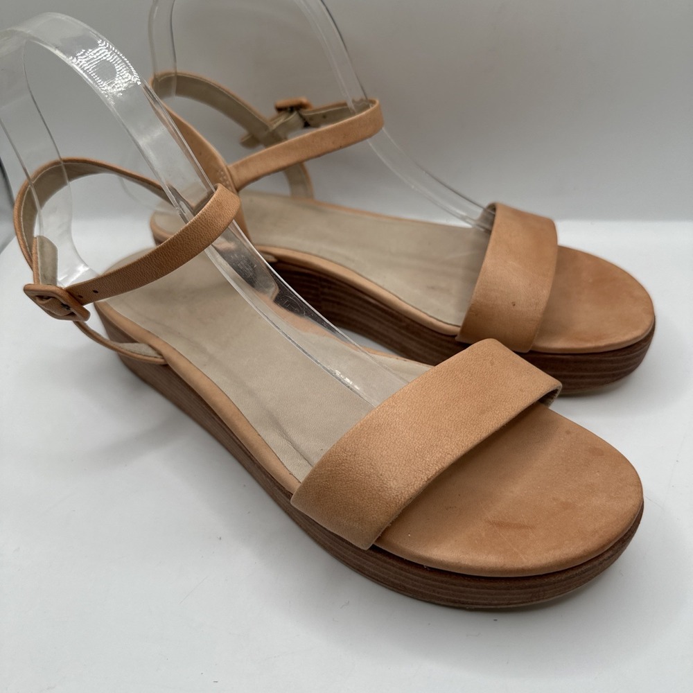 Larisa By Able Women's Neutral Tan Leather Platform Sandals Size 8